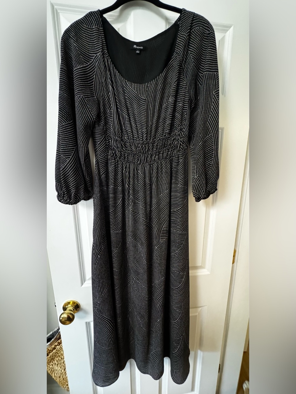 Madewell Black and White Dotted Long Sleeve Maxi Dress